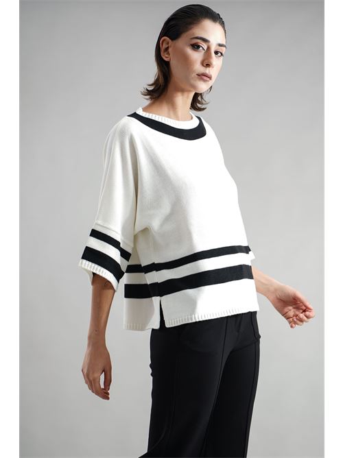 Maglia in misto lana GM by Gai Mattiolo | GM3442PANNA/NERO
